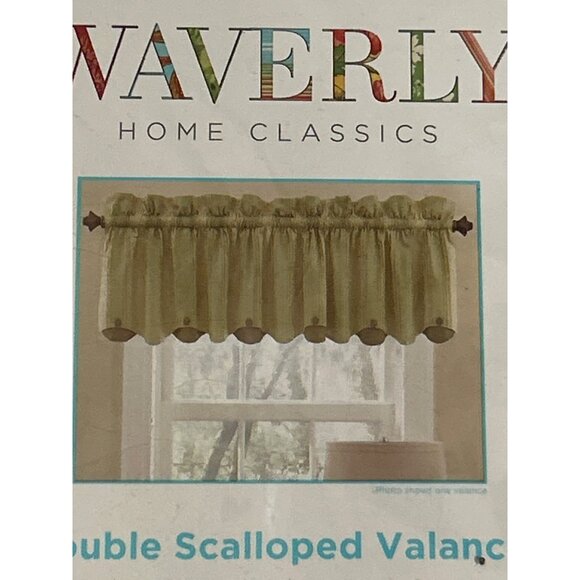 Waverly Home Classics Double Scalloped Valance 80" X 15" Sage Chatham - Picture 3 of 6
